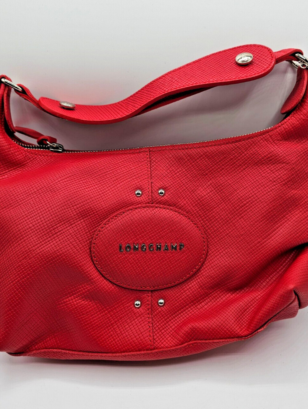 LongChamp Vintage Quadri Hobo Leather Dual Handle Bag Tote Satchel 15”x12”x4”
